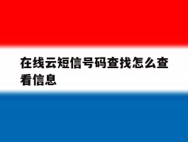 在线云短信号码查找怎么查看信息