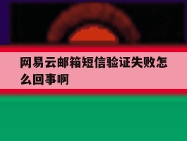网易云邮箱短信验证失败怎么回事啊