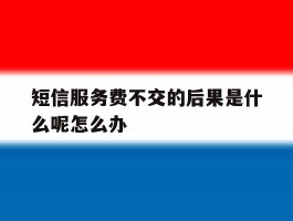 短信服务费不交的后果是什么呢怎么办