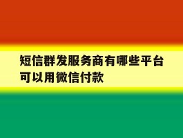 短信群发服务商有哪些平台可以用微信付款