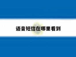 语音短信在哪里看到