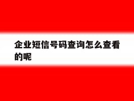 包含企业短信号码查询怎么查看的呢的词条