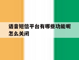 语音短信平台有哪些功能呢怎么关闭