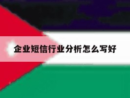 企业短信行业分析怎么写好