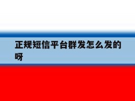 包含正规短信平台群发怎么发的呀的词条