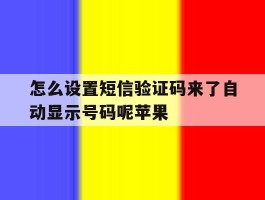 怎么设置短信验证码来了自动显示号码呢苹果