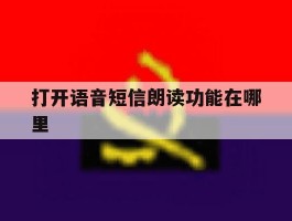 打开语音短信朗读功能在哪里
