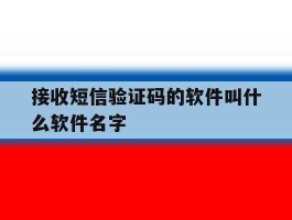 接收短信验证码的软件叫什么软件名字