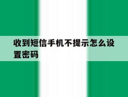收到短信手机不提示怎么设置密码