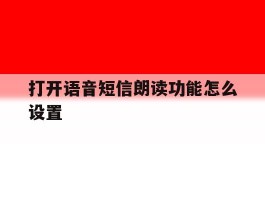 打开语音短信朗读功能怎么设置