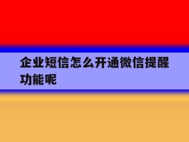 企业短信怎么开通微信提醒功能呢