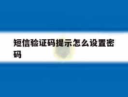 短信验证码提示怎么设置密码
