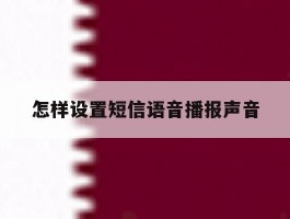 怎样设置短信语音播报声音