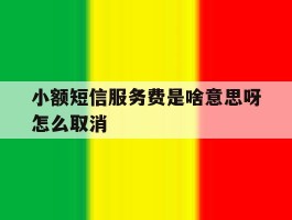 小额短信服务费是啥意思呀怎么取消