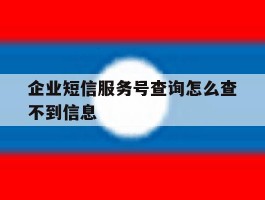 企业短信服务号查询怎么查不到信息