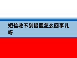 短信收不到提醒怎么回事儿呀