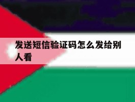 发送短信验证码怎么发给别人看