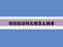 短信验证码太慢怎么回事