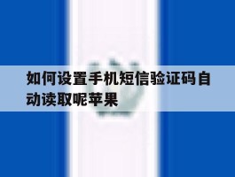 如何设置手机短信验证码自动读取呢苹果