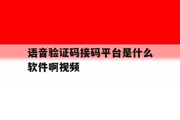 语音验证码接码平台是什么软件啊视频 语音验证码接码平台是什么软件啊视频