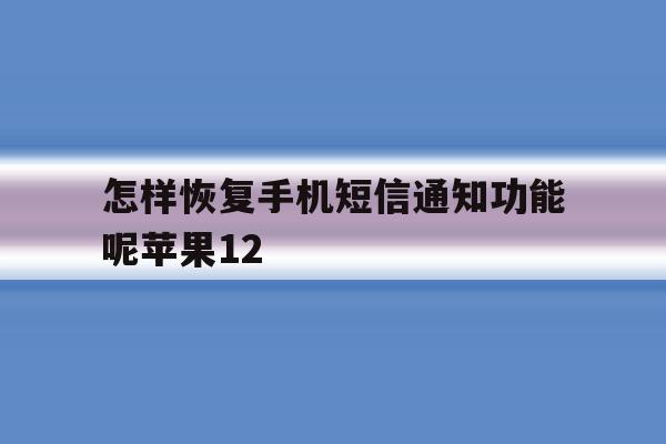 怎样恢复手机短信通知功能呢苹果12 怎样恢复手机短信通知功能呢苹果12