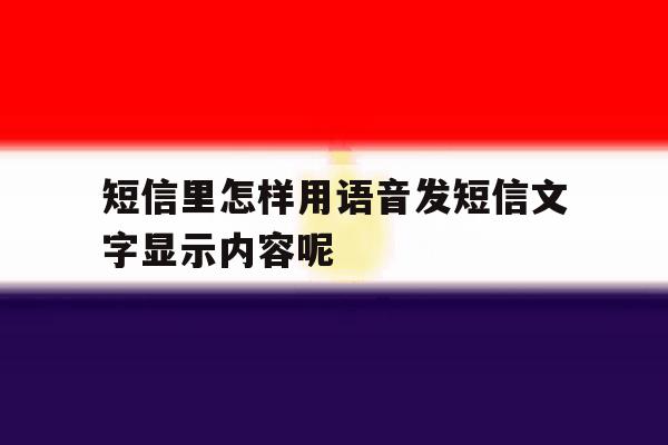 短信里怎样用语音发短信文字显示内容呢 短信里怎样用语音发短信文字显示内容呢