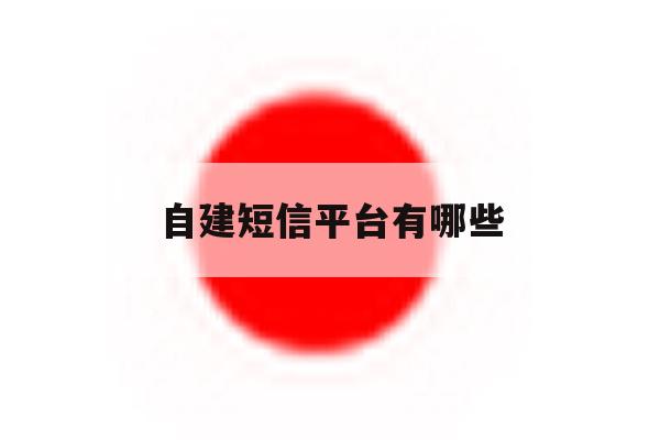 自建短信平台有哪些 自建短信平台有哪些