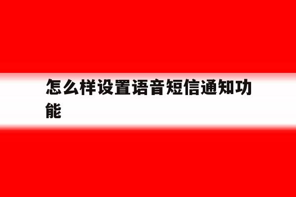 怎么样设置语音短信通知功能 怎么样设置语音短信通知功能