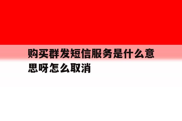 购买群发短信服务是什么意思呀怎么取消 购买群发短信服务是什么意思呀怎么取消