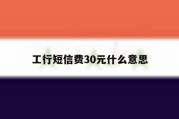 工行短信费30元什么意思 工行短信费30元什么意思