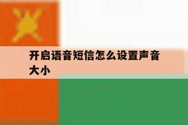 开启语音短信怎么设置声音大小 开启语音短信怎么设置声音大小
