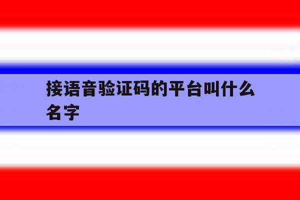 接语音验证码的平台叫什么名字 接语音验证码的平台叫什么名字