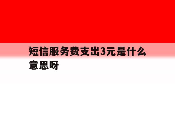 短信服务费支出3元是什么意思呀 短信服务费支出3元是什么意思呀