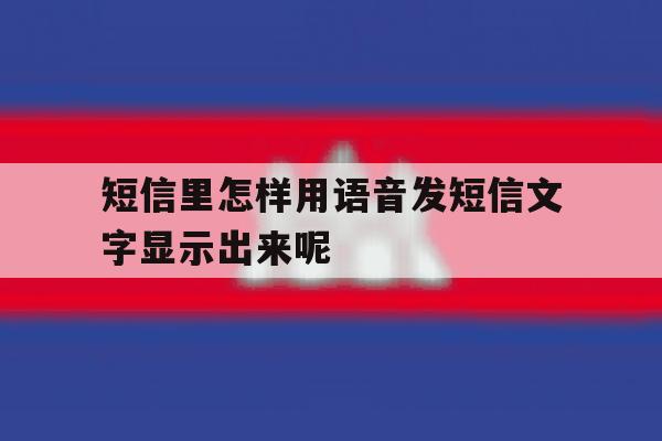 短信里怎样用语音发短信文字显示出来呢 短信里怎样用语音发短信文字显示出来呢
