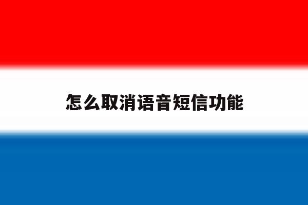 怎么取消语音短信功能 怎么取消语音短信功能