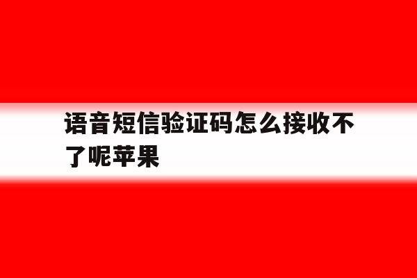 语音短信验证码怎么接收不了呢苹果 语音短信验证码怎么接收不了呢苹果