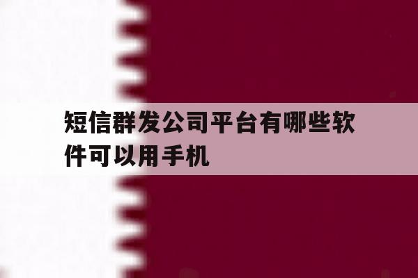 短信群发公司平台有哪些软件可以用手机 短信群发公司平台有哪些软件可以用手机