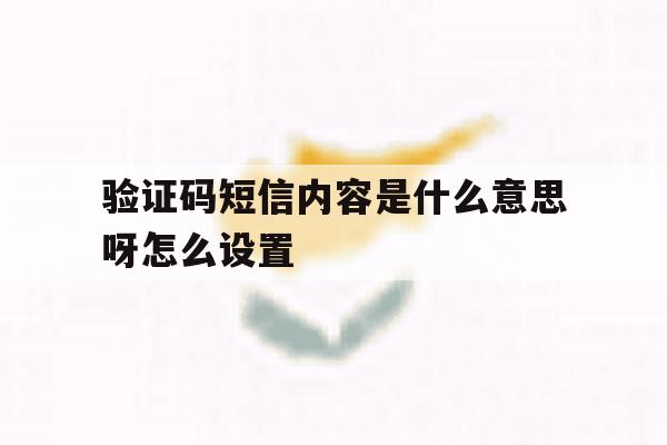 验证码短信内容是什么意思呀怎么设置 验证码短信内容是什么意思呀怎么设置