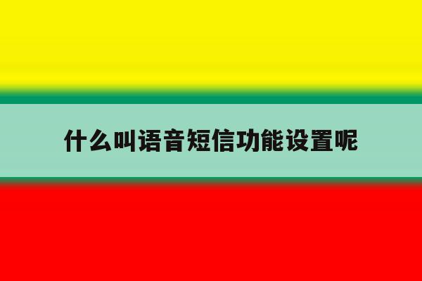 什么叫语音短信功能设置呢 什么叫语音短信功能设置呢