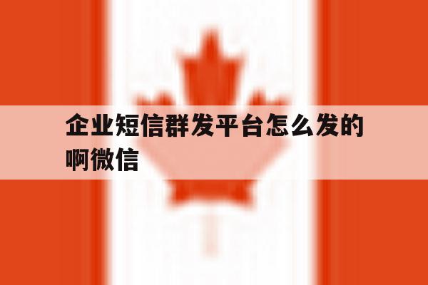 企业短信群发平台怎么发的啊微信 企业短信群发平台怎么发的啊微信