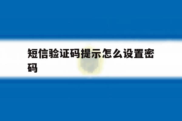 短信验证码提示怎么设置密码 短信验证码提示怎么设置密码